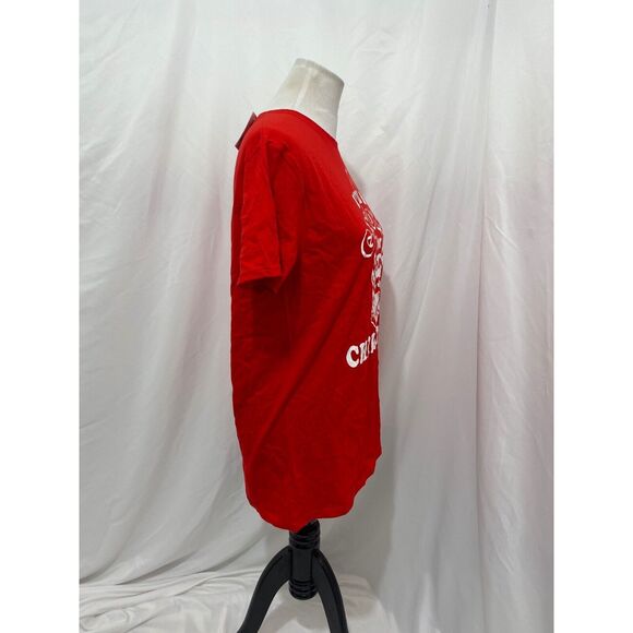 Fifth Sun Adult Christmas Shirt Red Gnome Christmas Short Sleeve Size Large - Picture 4 of 7